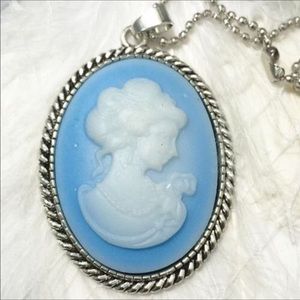 Blue cameo Necklace new